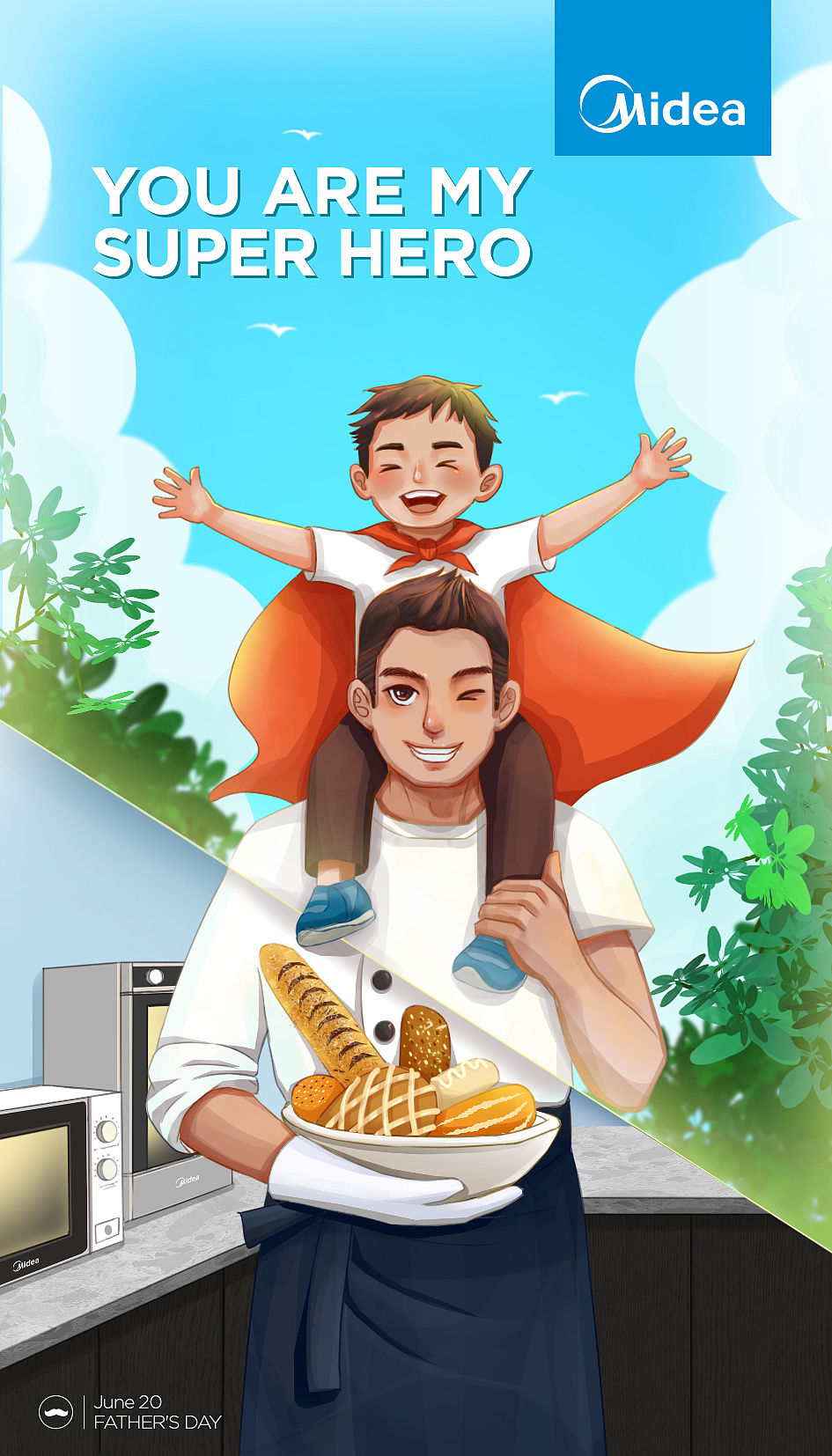 父亲节海报插画