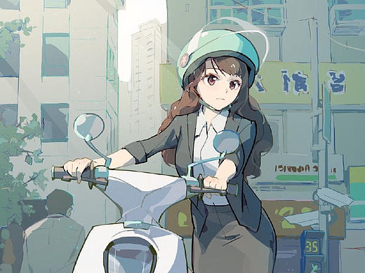 skyfire 少女机车系列插画 色彩鲜艳舒服，少女十足