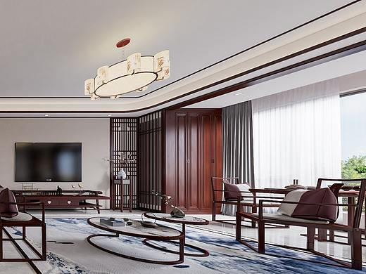 新中式客餐厅（个人主页-ZNTQ2NTc1Mjg=） - 家装设计 - 站酷设计师Z49719002原创素材 - 站酷ZCOOL