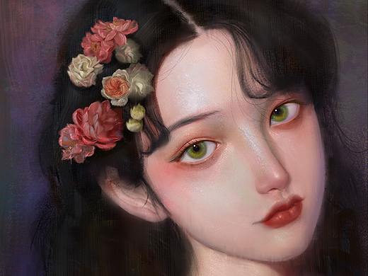 三首歌的时间教你画复古油画质感小姐姐