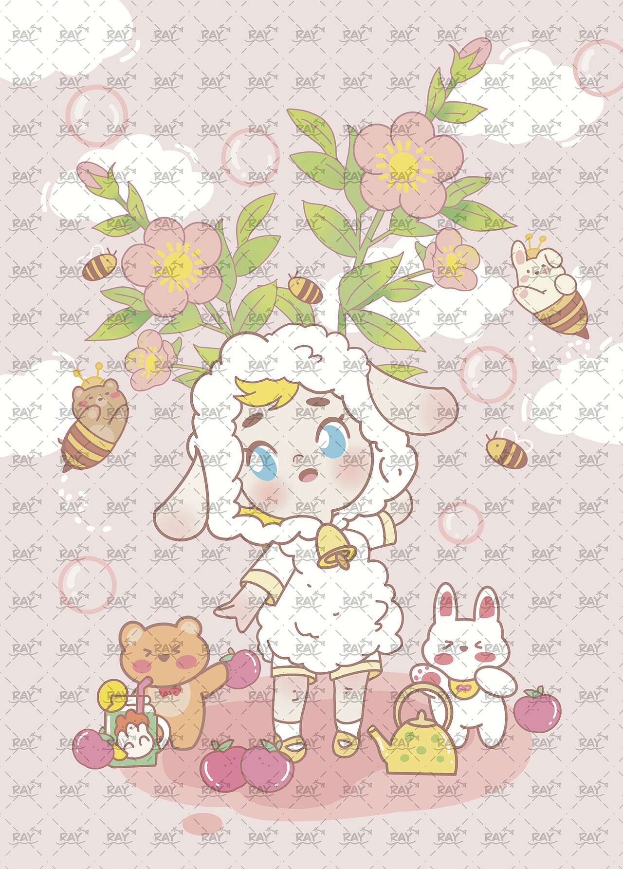 原创插画羊羊与花系列 接约稿（图ZMjU5NjY5NTYw） - 商业插画 - 站酷设计师Ray姐姐原创素材 - 站酷ZCOOL