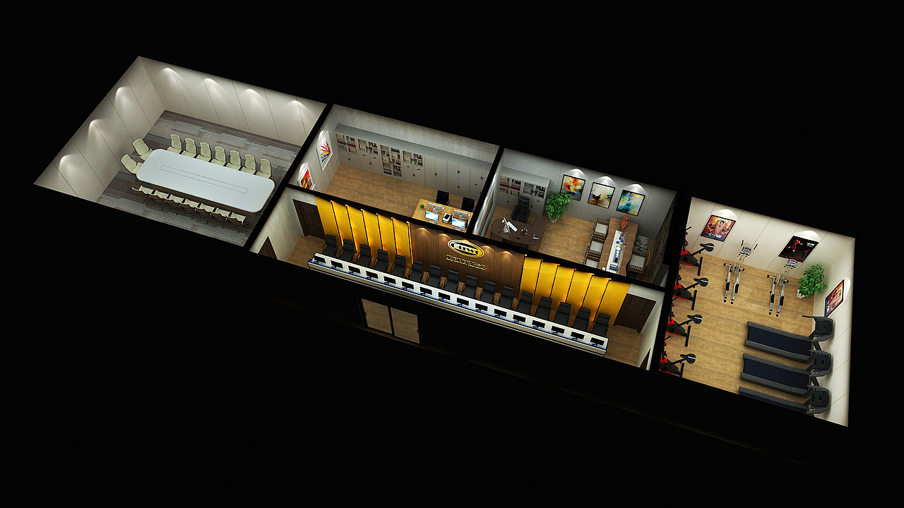 GUWO工业零部件办公室设计3D效果图