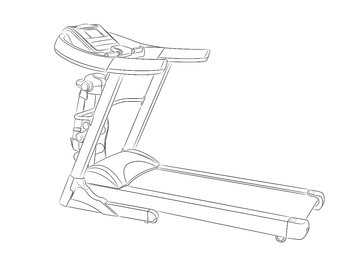 健身器材跑步机产品手绘渲染