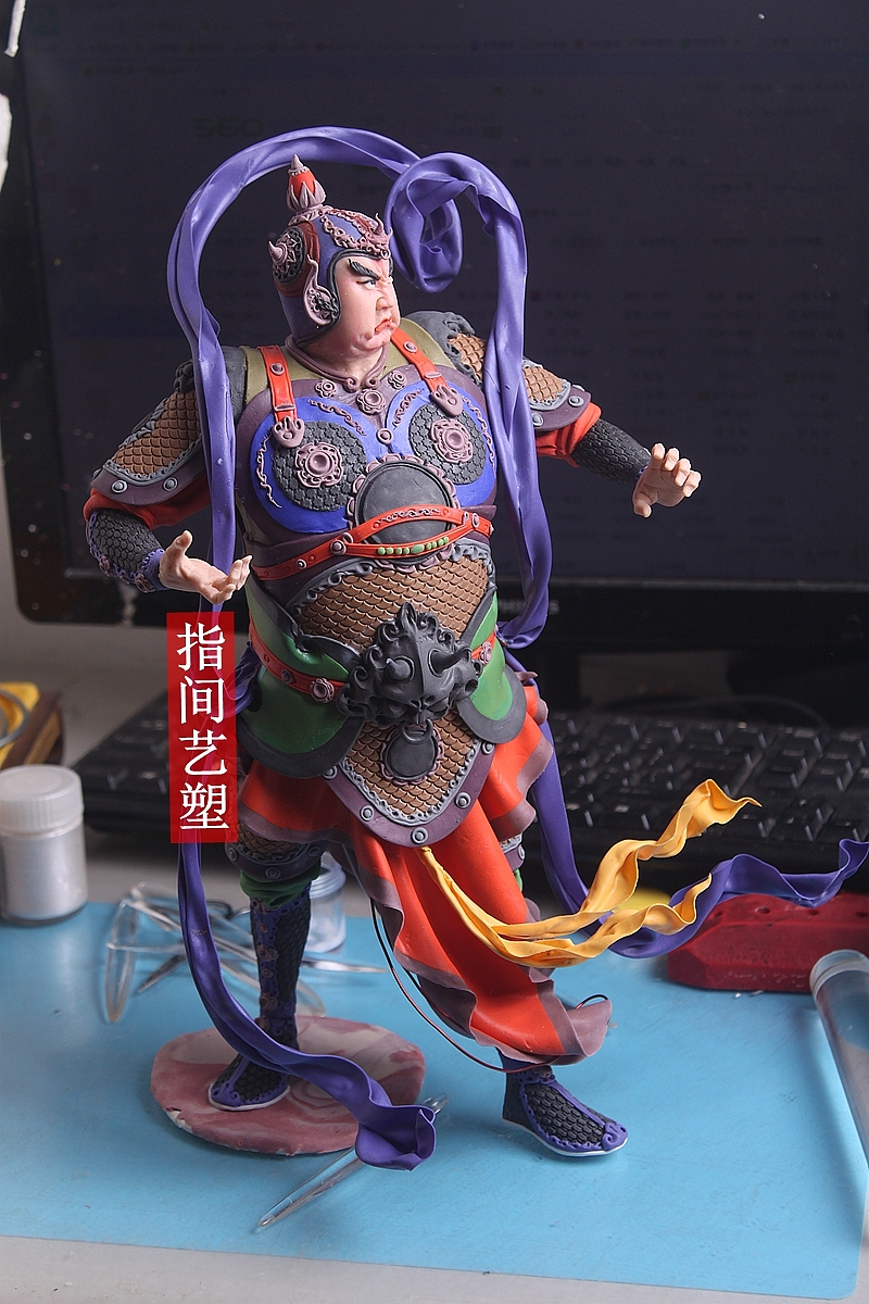 贺加贵面塑软陶(韦陀菩萨 )