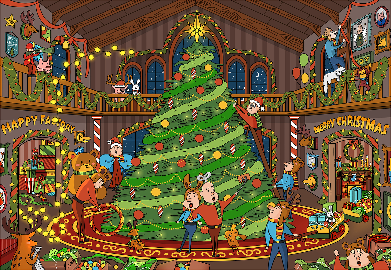 圣诞快乐工厂（图ZMjgyNjg2NDQ0） - 儿童插画 - 站酷设计师HuiDesignStudio原创素材 - 站酷ZCOOL
