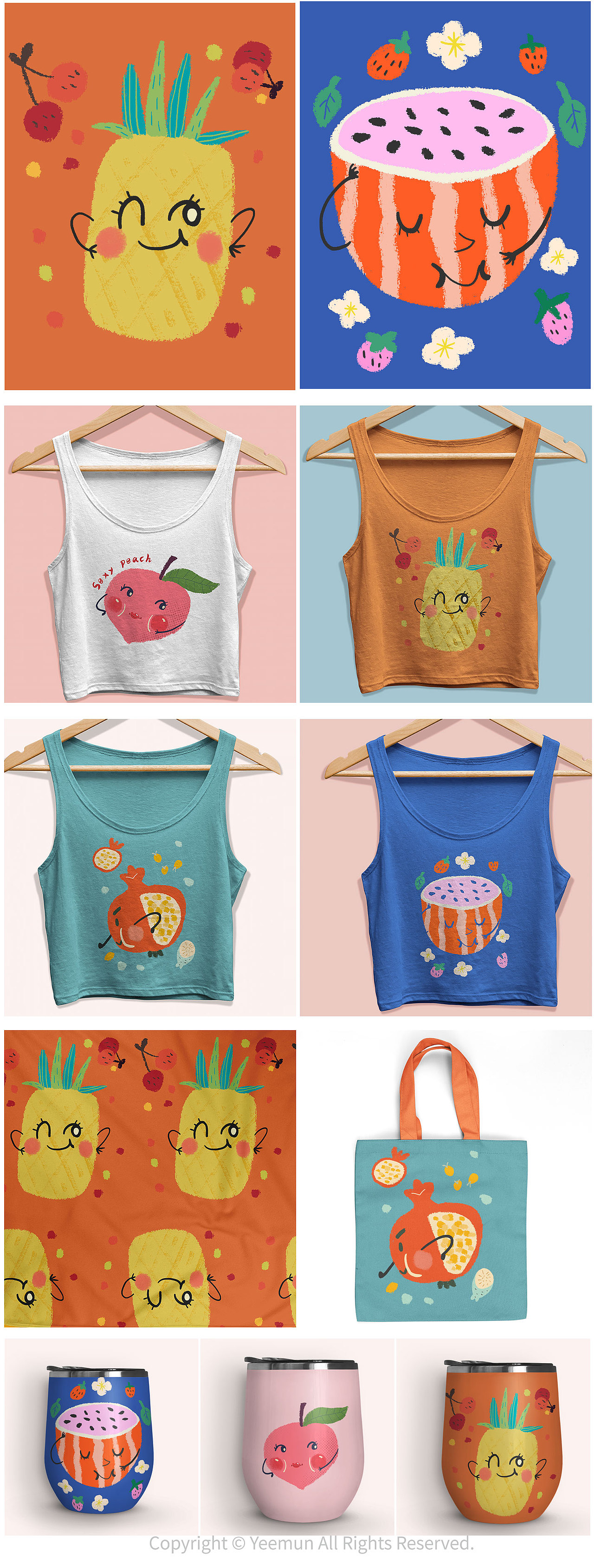 夏季创意小清新水果创意图案设计（图ZMjA4NzA5MjY4） - 生活用品 - 站酷设计师绮Phoebe原创素材 - 站酷ZCOOL