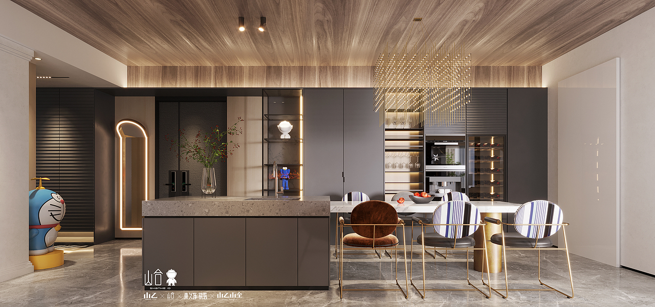 樸質(zhì)的輕奢｜定江洋｜280㎡（圖ZMjkxODk2NjA4） - 家裝設(shè)計 - 站酷設(shè)計師山乙山合Louis原創(chuàng)素材 - 站酷ZCOOL