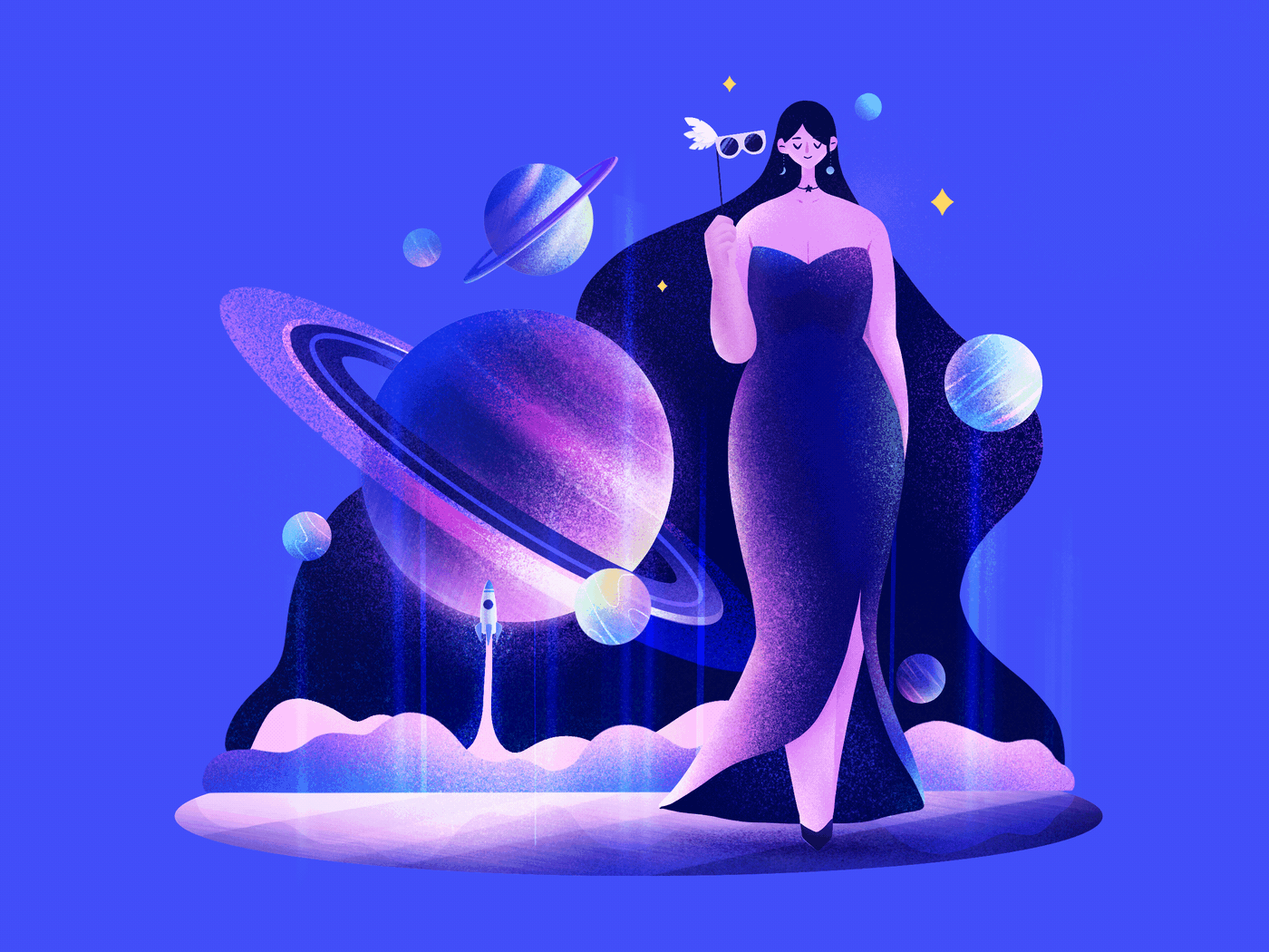 2020创意插画 | 美少女环游记（图ZMjM0MzQ4MDY0） - 商业插画 - 站酷设计师比格招HUHV原创素材 - 站酷ZCOOL