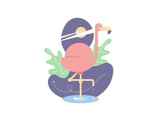 如何使用Illustrator绘制扁平火烈鸟场景插画