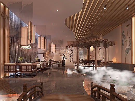 300平特色中式茶餐厅设计装修效果图-京创装饰