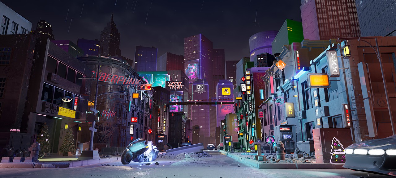 赛博朋克场景临摹