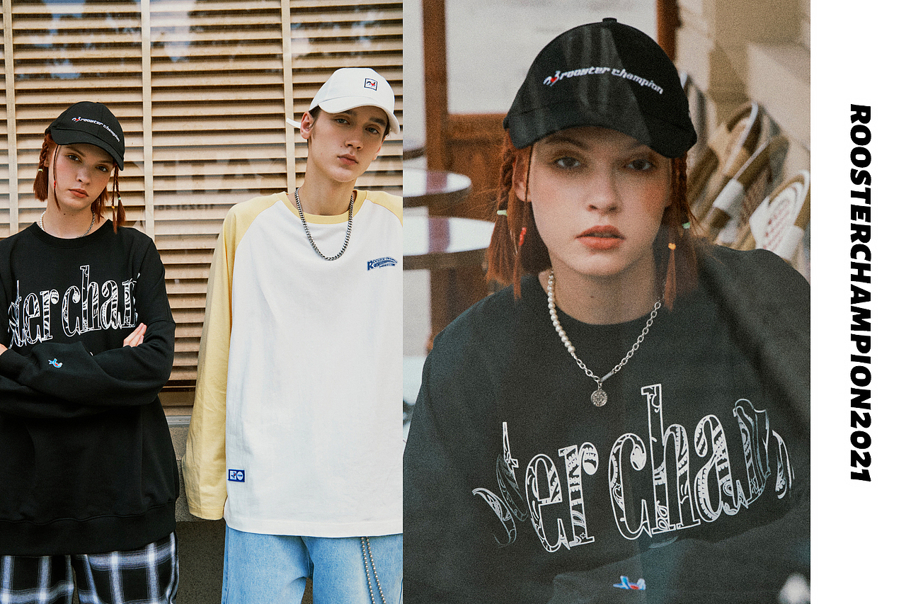 秋季新款假两件连帽贴布绣袋鼠兜潮牌原创/罗捷广告