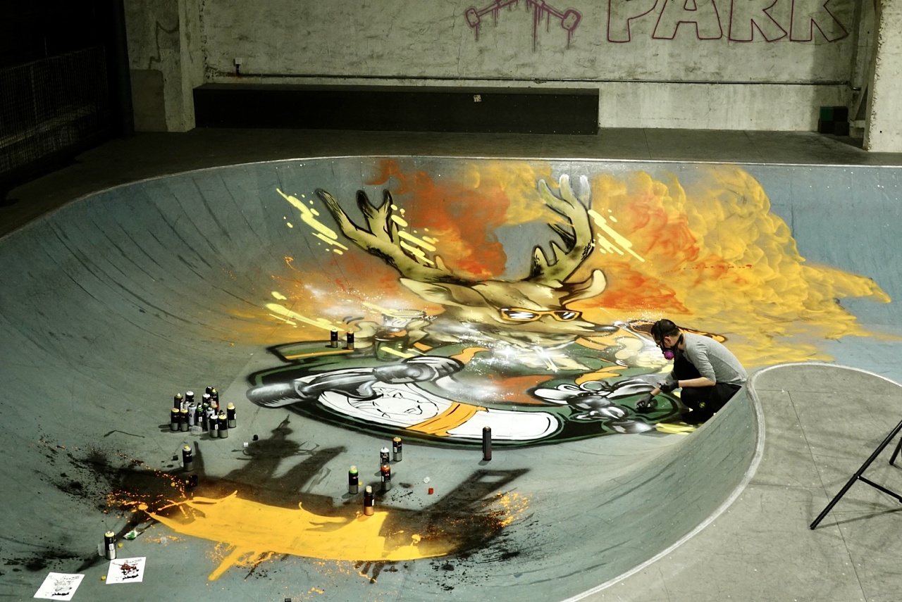 《鹿》camel&jagermeister野格 滑板场涂鸦作品