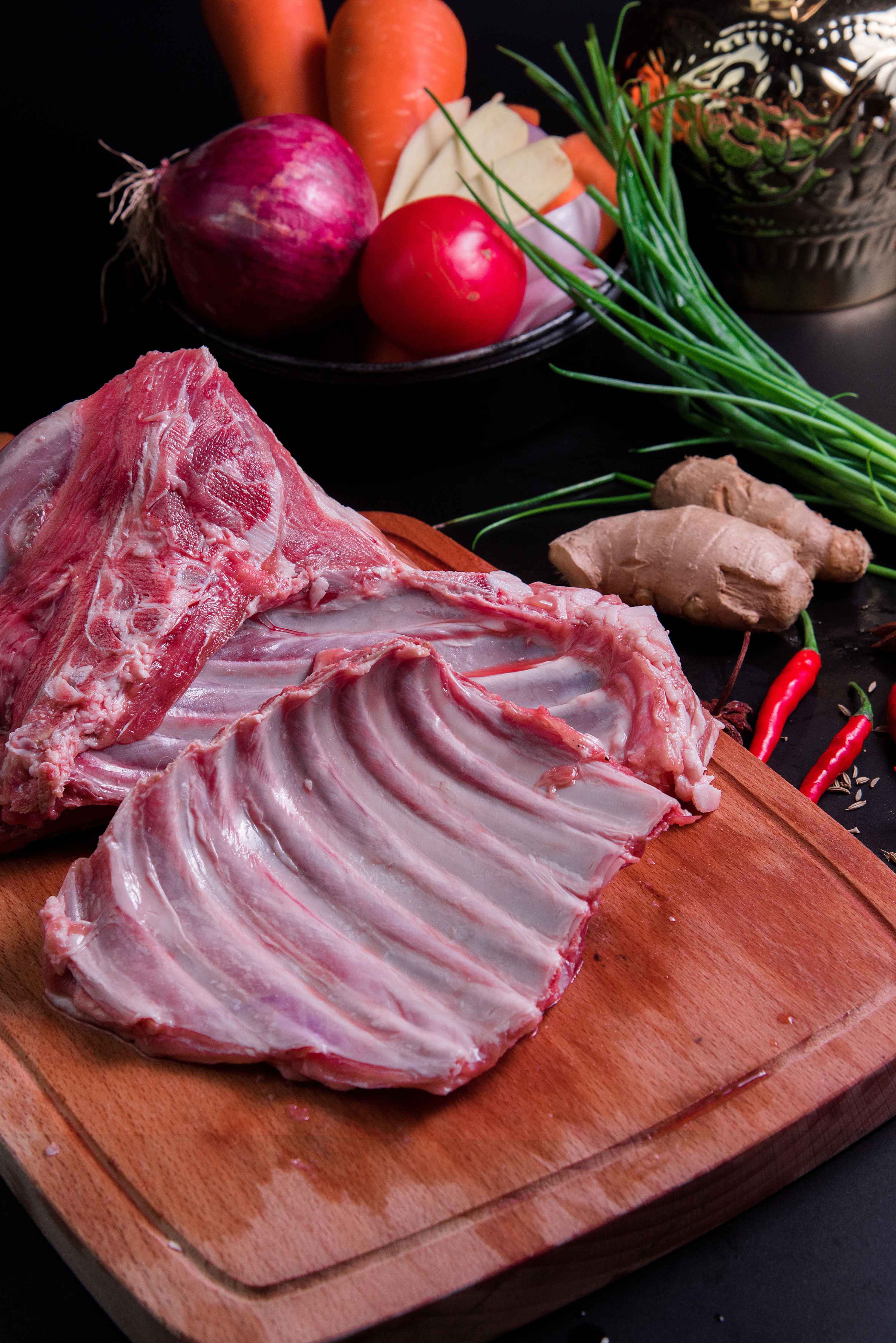 一组生羊肉的拍摄