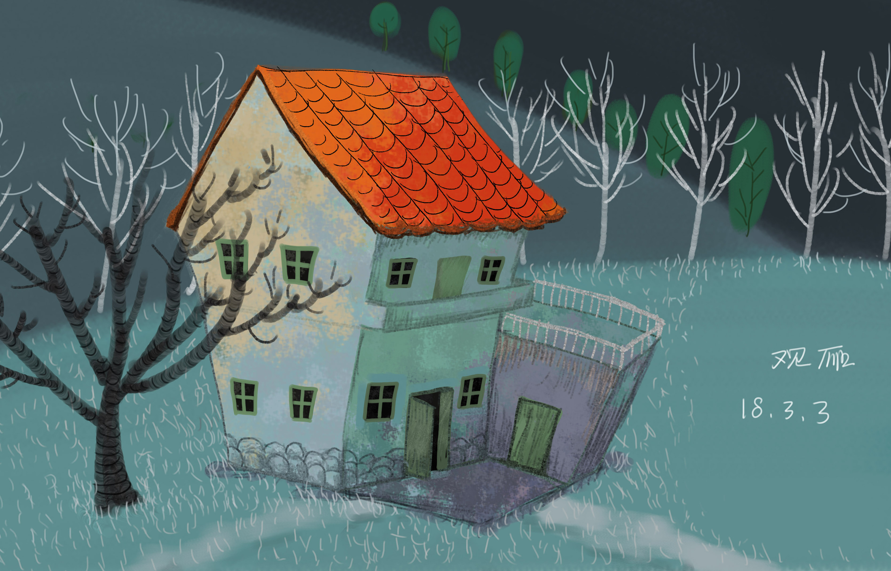 画一座温暖的小房子（钢笔淡彩）|纯艺术|绘画|图南Tunan - 原创作品 - 站酷 (ZCOOL)