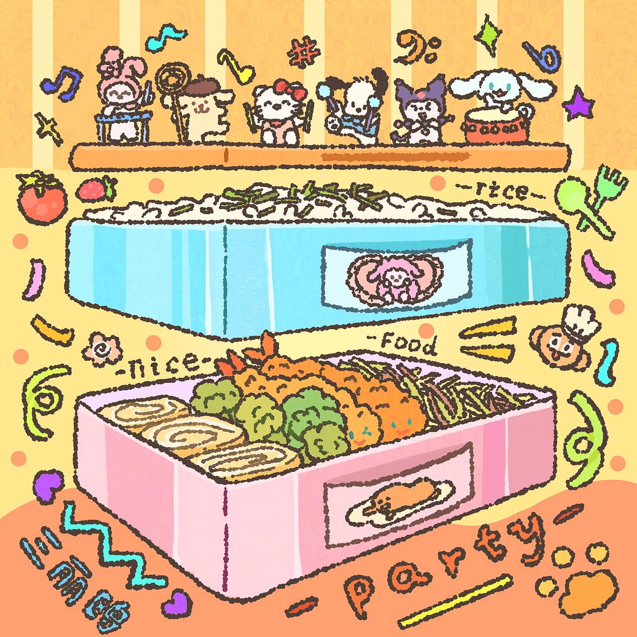 三丽鸥便当主题大派对同人插画