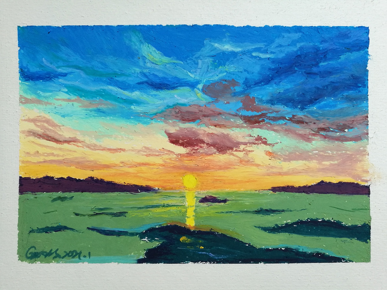 油画棒作品——碧海蓝天