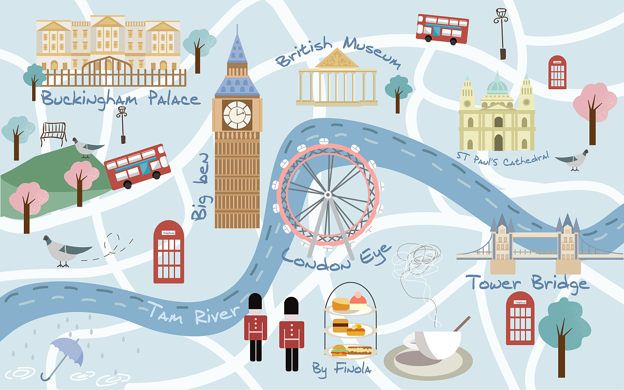 AI绘制伦敦旅游小地图|插画|商业插画|由希君 - 原创作品 - 站酷 (ZCOOL)