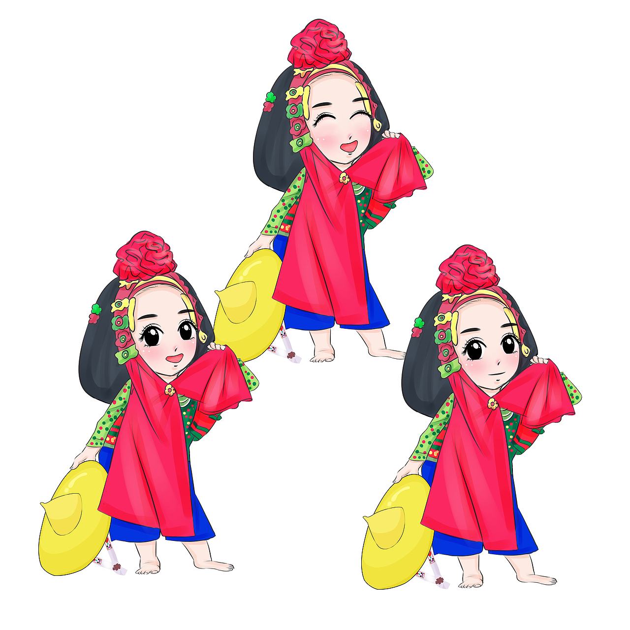 惠安女照片转卡通形象 企业动漫手绘人物形象 小小惠女