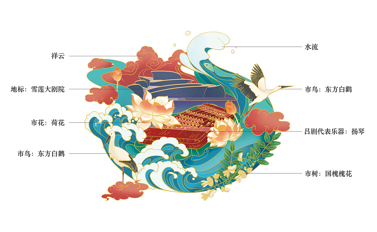 吕剧国风插画设计