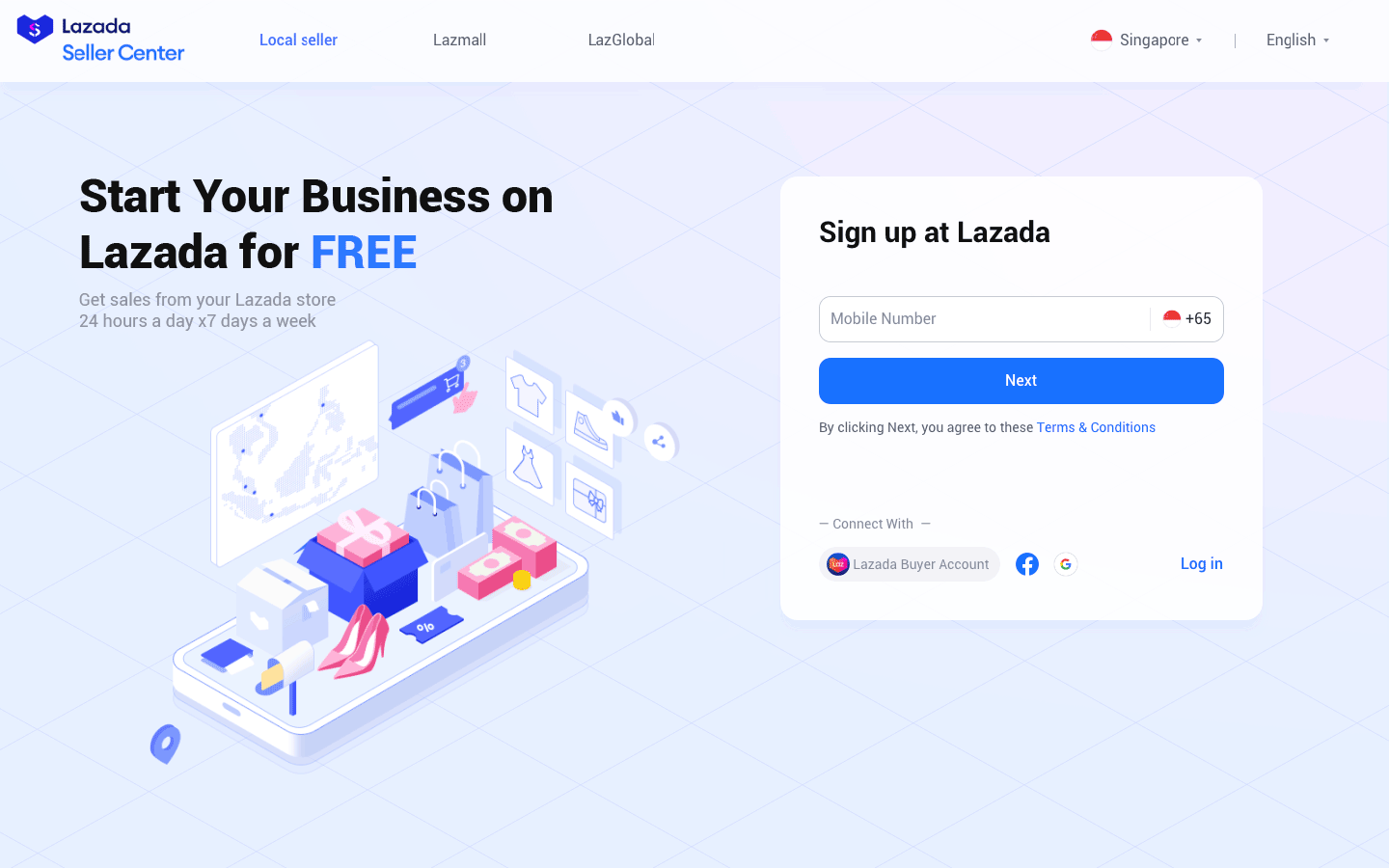 LAZADA seller center langdingpage