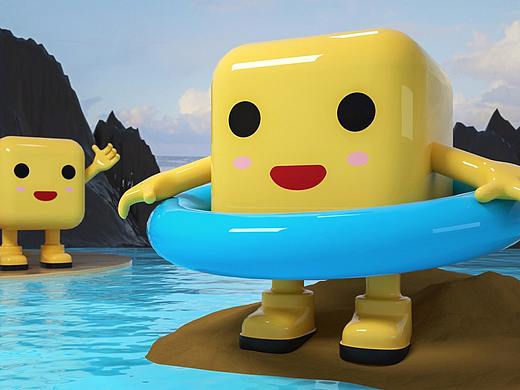 C4D-沙滩小方块（个人主页-ZMzkwMDE2Mjg=） - 人物/生物 - 站酷设计师Choco盘原创素材 - 站酷ZCOOL