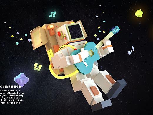 C4D太空人/宇航员/方块像素风格