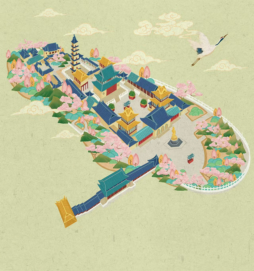 【扬州.镇国寺】手绘地图