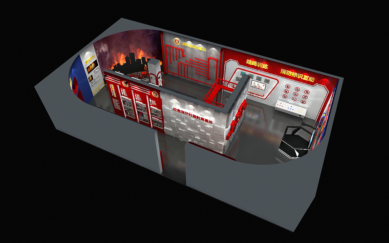 消防体验展厅设计3d效果图