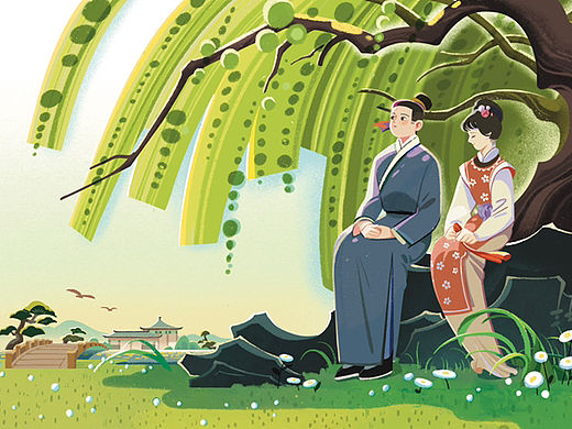 插画-少年新知贾芸和小红