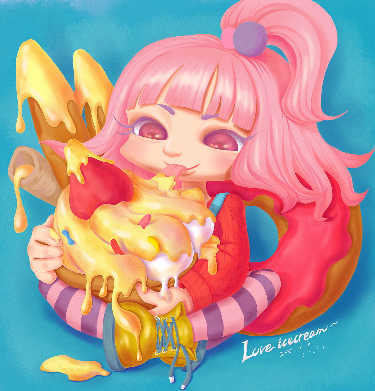 冰激凌女孩（图ZNDYyMzY0OTI=） - 创作习作 - 站酷设计师懒熊狂想曲原创素材 - 站酷ZCOOL