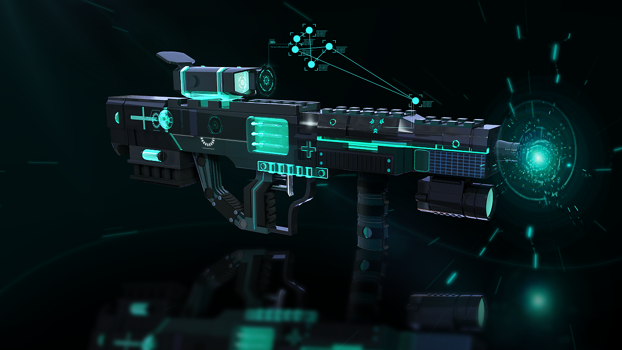 我原型模型的概念是科技感的,使命召唤某一把(我忘了名字米白色的枪)