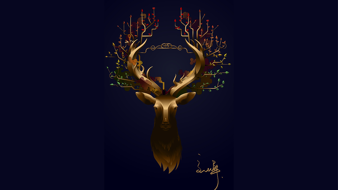 鹿|插画|创作习作|月见婚礼 - 原创作品 - 站酷 (zcool)