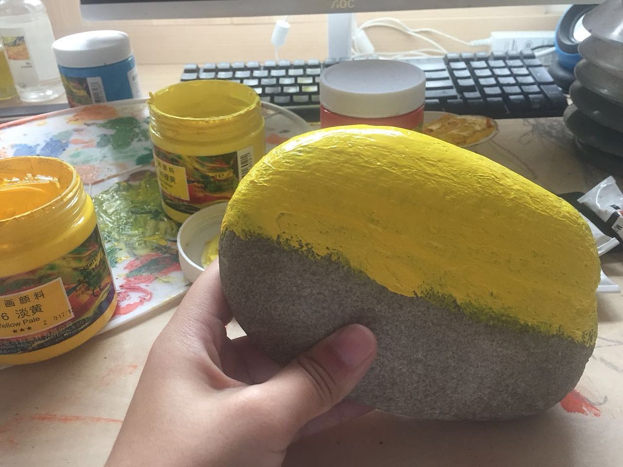 近期石头画+木板画+盘子画作品