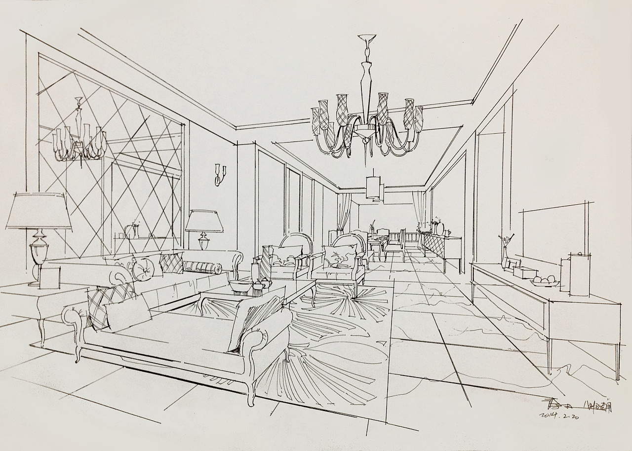 早两年的空间手绘马克笔表现作品