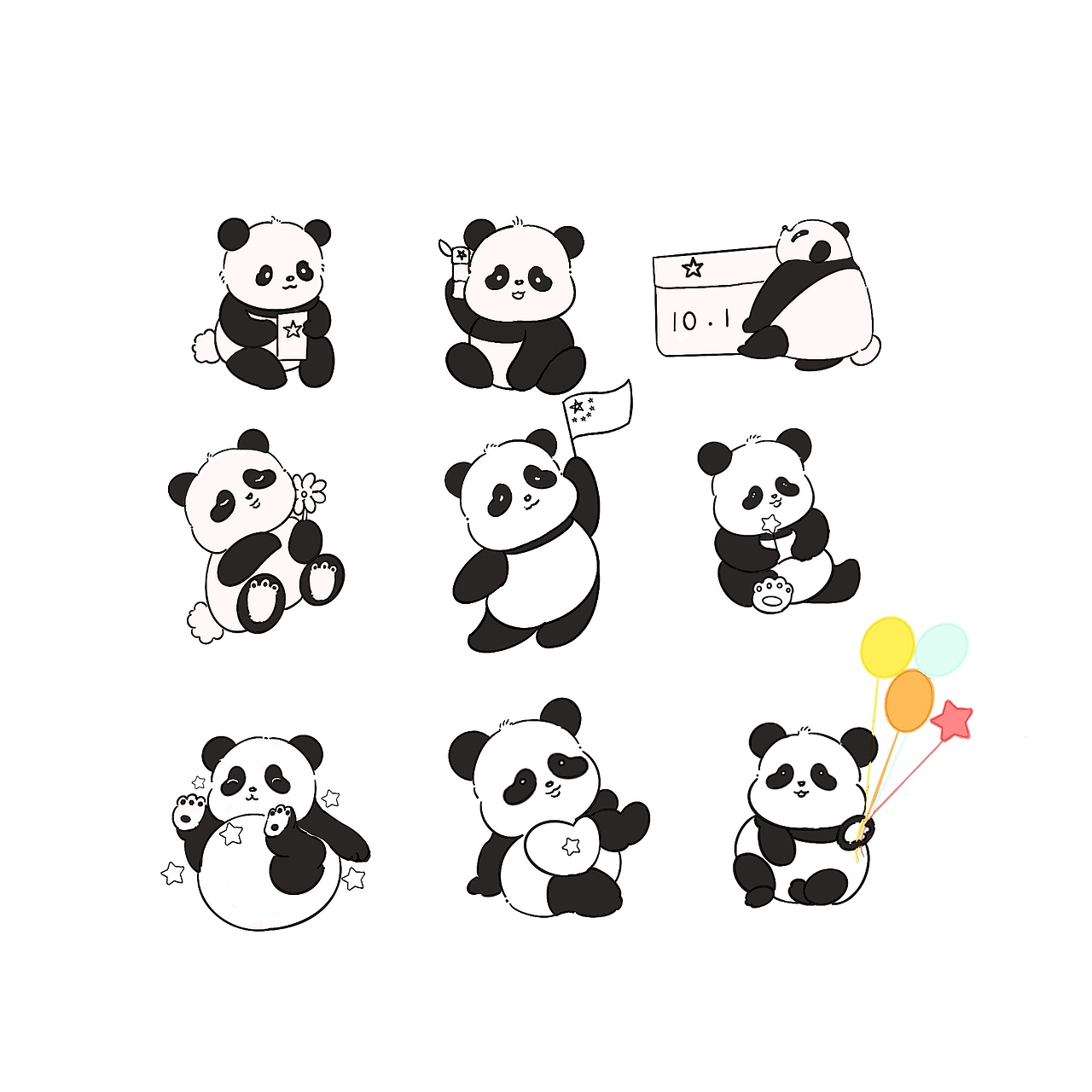 一组可爱熊猫（图ZMzc1MDA5ODg0） - 商业插画 - 站酷设计师芷黛原创素材 - 站酷ZCOOL