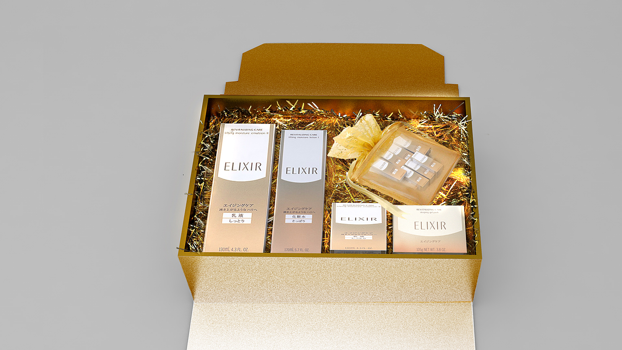 elixir怡丽丝尔化妆品礼盒外包装设计方案