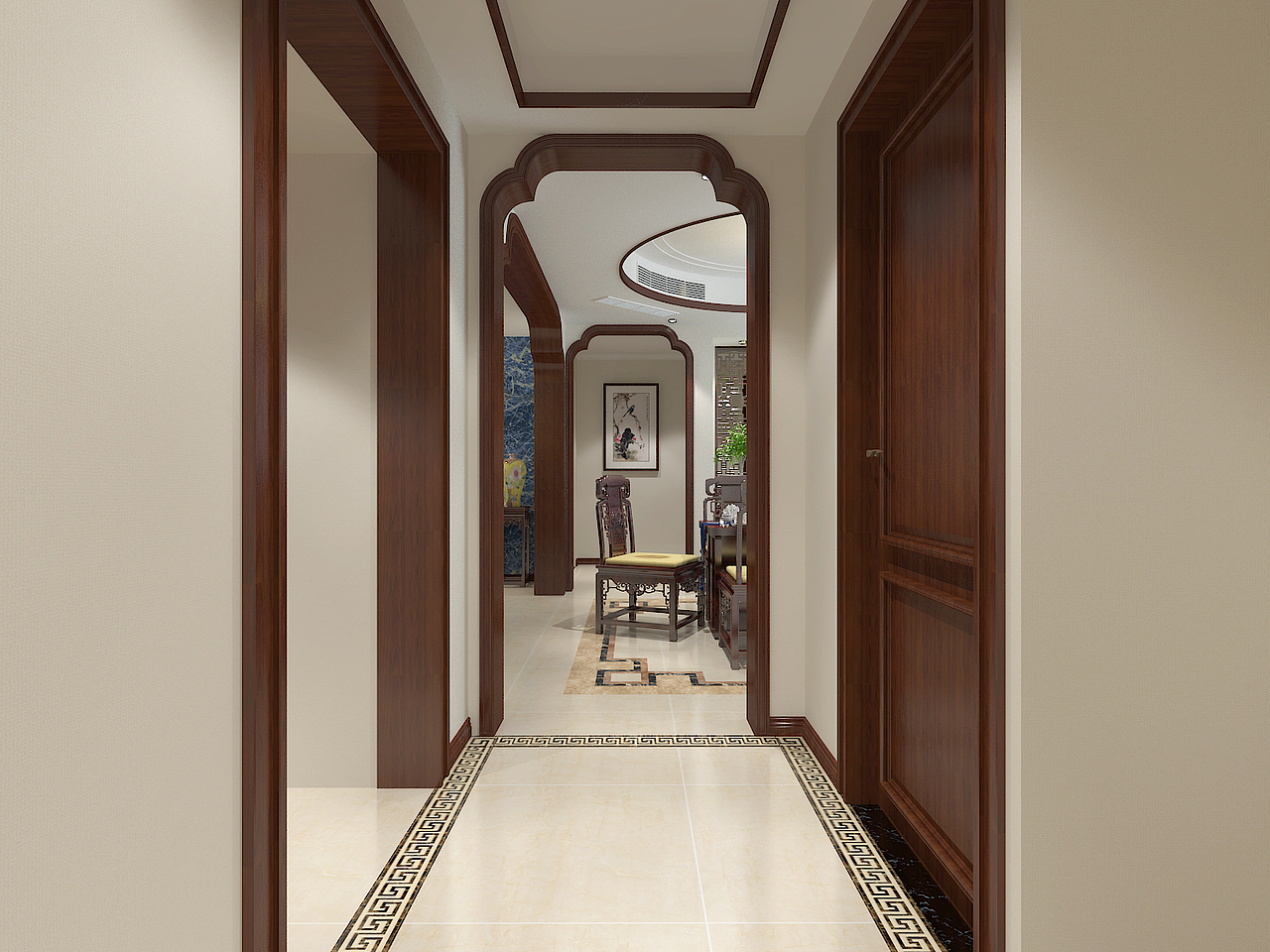 【林荫大院装修】-三室两厅-中式风格