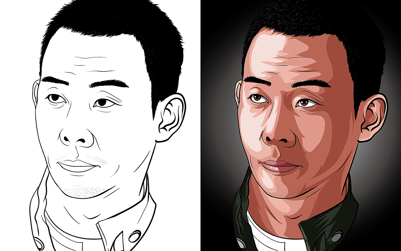 手绘ai矢量插画头像,近期练习作品,请多赐教!