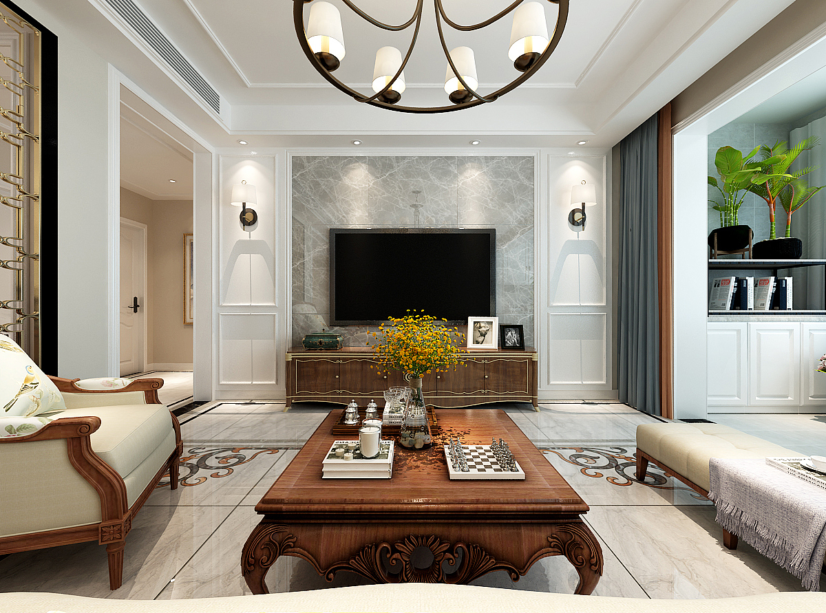 济南万泰装饰海信君和170平美式风格装修设计案例