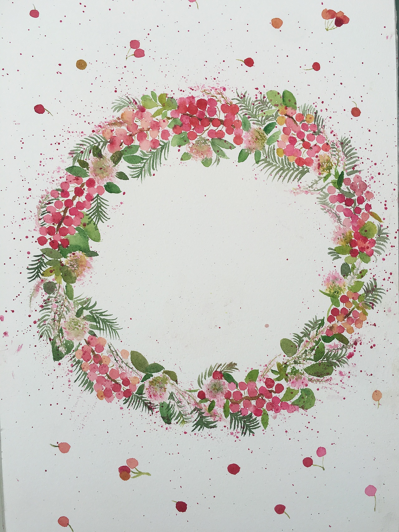 原创水彩花环（图ZOTMyNTIwMzY=） - 绘画 - 站酷设计师薄荷绿丶原创素材 - 站酷ZCOOL