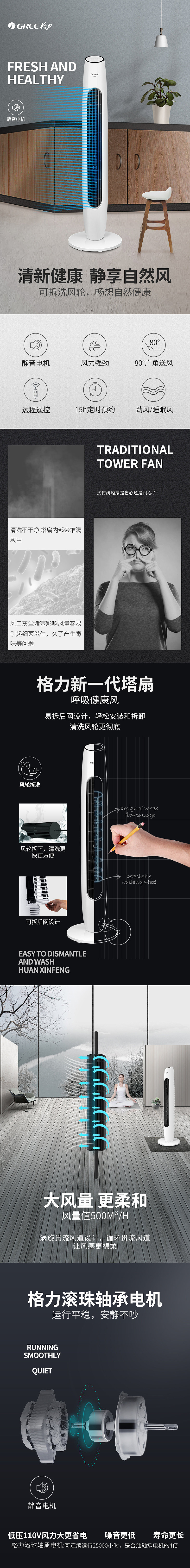 格力详情视觉设计  塔扇 空调扇 海报 家电产品