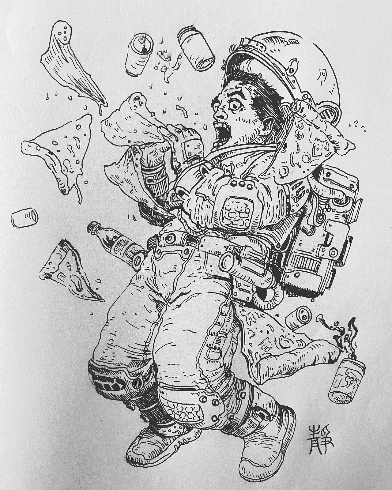 太空人线描习作