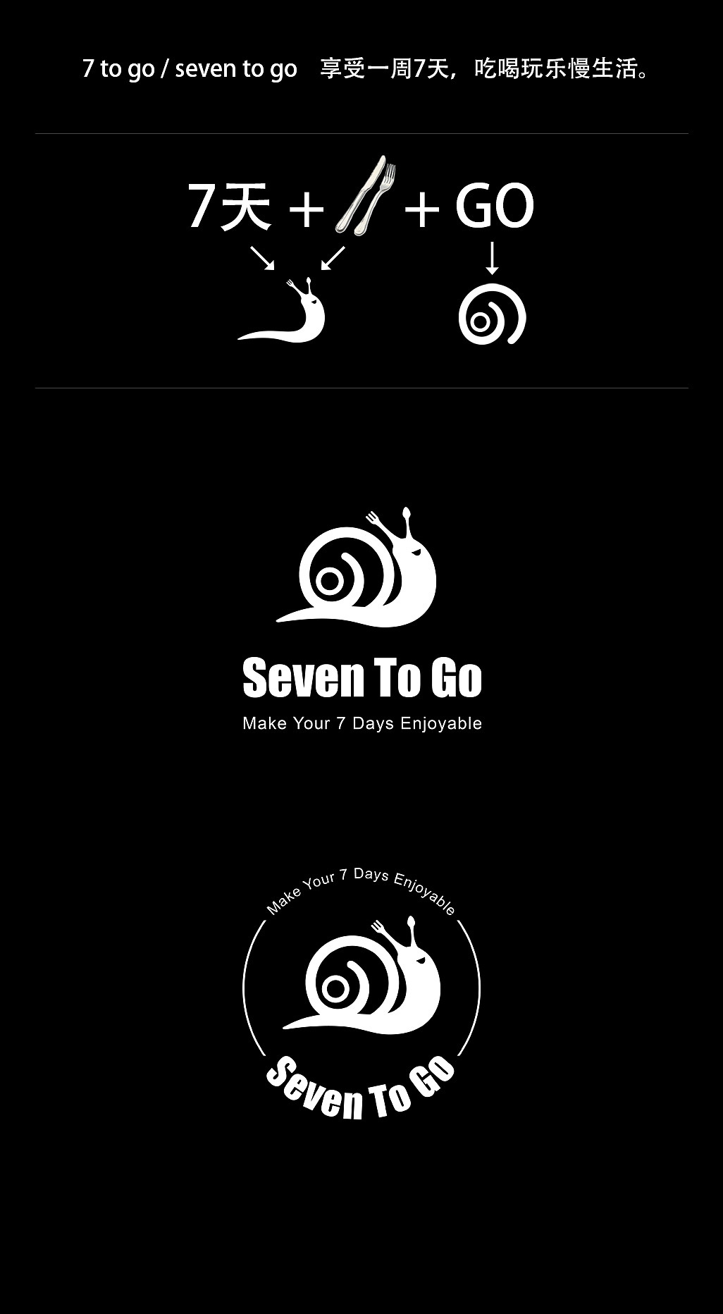 Seven to go吃喝玩乐平台logo设计