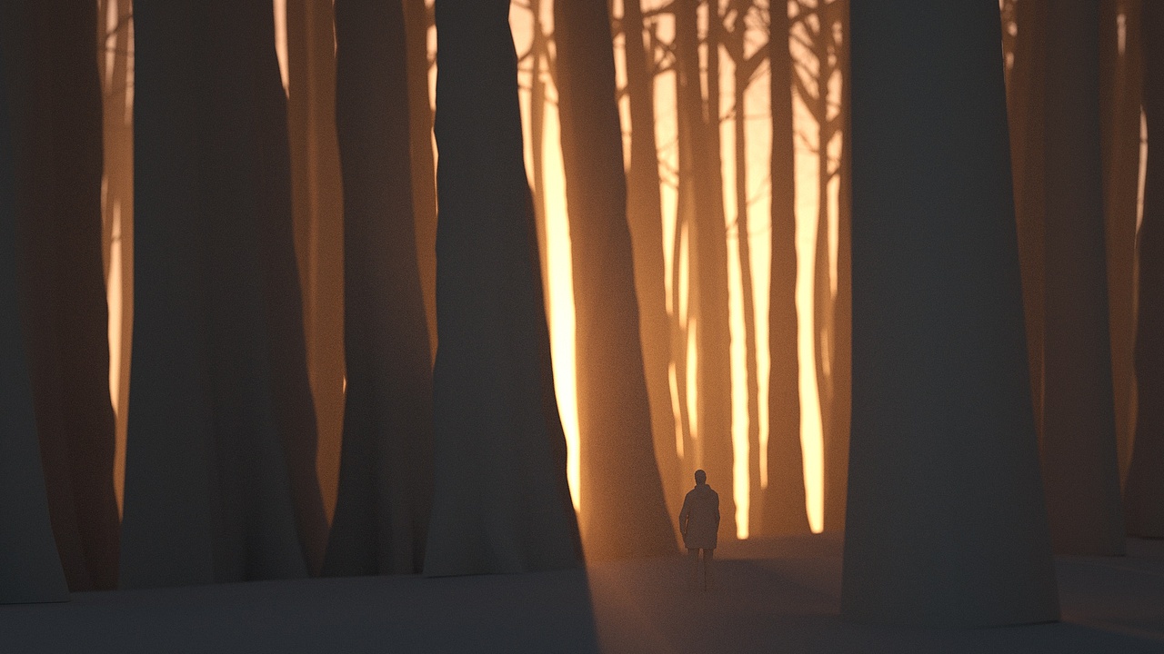 场景c4d静物摄影舟山杯的海报图渲染制作标签森林逆光丁达尔c4d电商