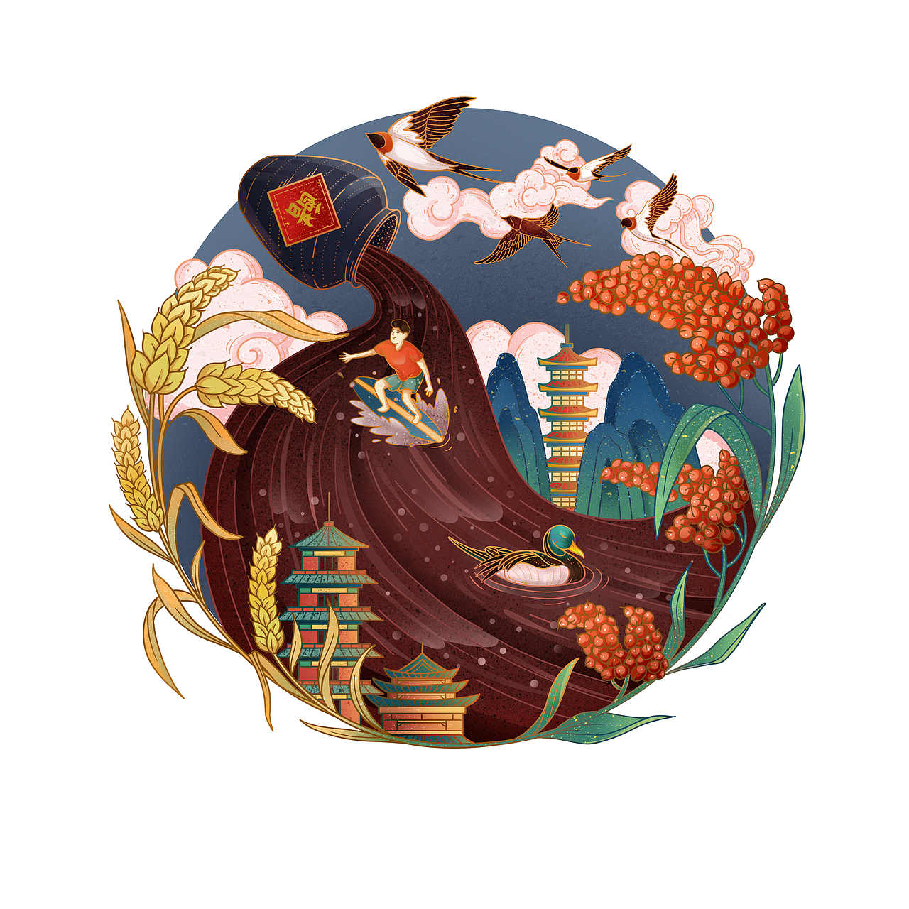“米油盐酱醋茶” 系列包装插画（图ZMjg1OTAzNDY0） - 商业插画 - 站酷设计师妍子喵工作室原创素材 - 站酷ZCOOL