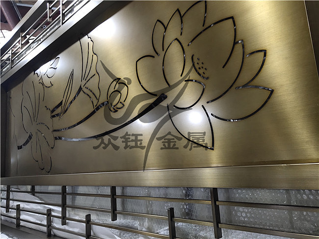 新款中式不锈钢雕花屏风隔断 荷花造型金属屏风花格
