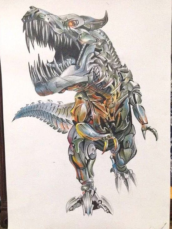 机械恐龙手稿以及手绘