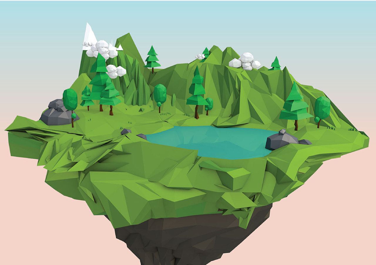 《空中小岛》- c4d插画