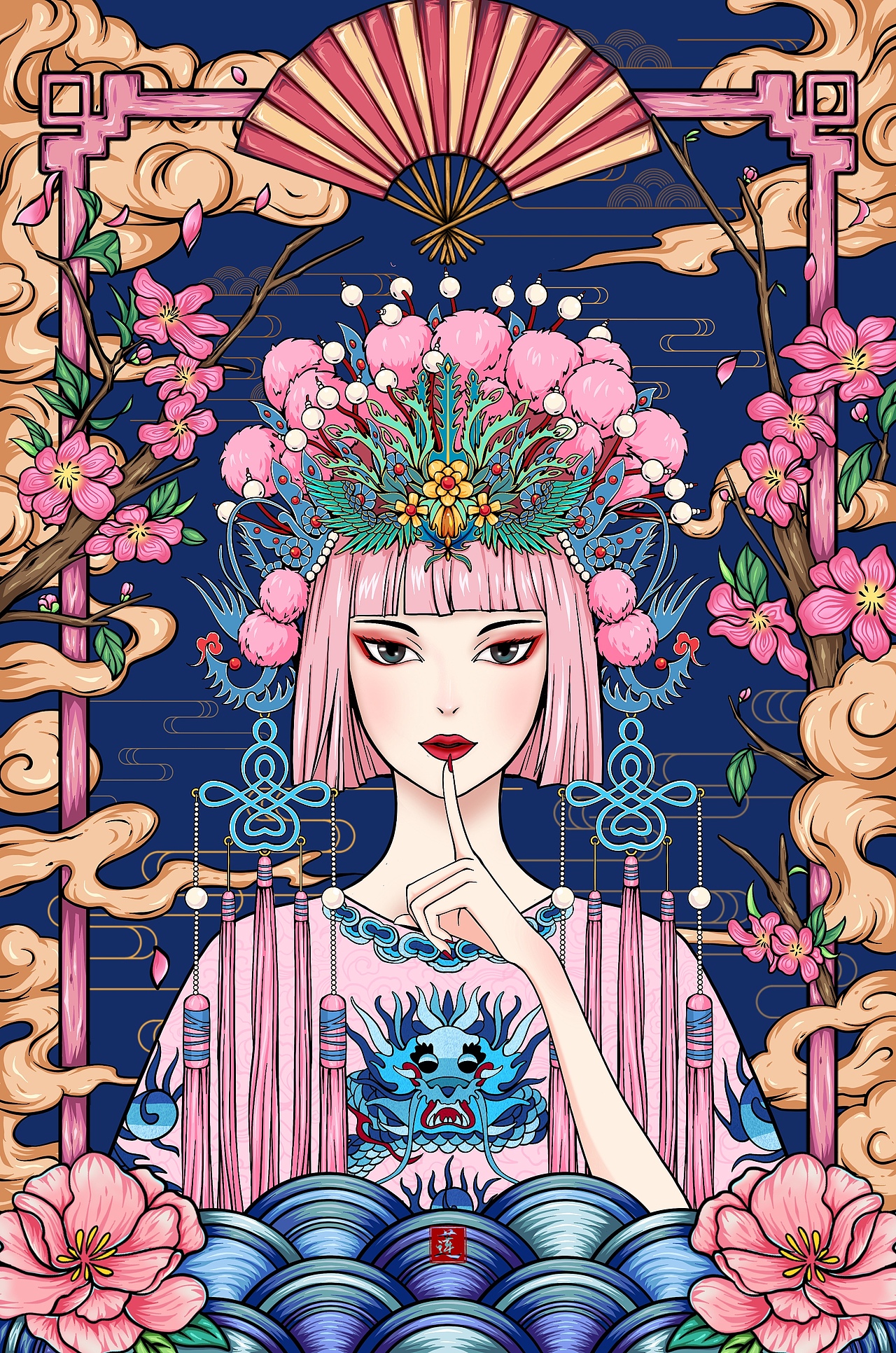 原创国潮插画丨四季沐歌系列（图ZMzAwODkwNzQ4） - 艺术插画 - 站酷设计师丨沧溟丨原创素材 - 站酷ZCOOL